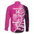 New Zealand Silver Fern Rugby Custom Family Matching Off The Shoulder Long Sleeve Dress and Hawaiian Shirt All Black Maori Pattern Pink - Polynesian Pride