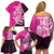 New Zealand Silver Fern Rugby Custom Family Matching Off Shoulder Short Dress and Hawaiian Shirt All Black Maori Pattern Pink - Polynesian Pride