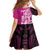 New Zealand Silver Fern Rugby Custom Kid Short Sleeve Dress All Black Maori Pattern Pink - Polynesian Pride