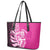 New Zealand Silver Fern Rugby Custom Leather Tote Bag All Black Maori Pattern Pink - Polynesian Pride