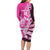 New Zealand Silver Fern Rugby Custom Long Sleeve Bodycon Dress All Black Maori Pattern Pink - Polynesian Pride