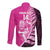 New Zealand Silver Fern Rugby Custom Long Sleeve Button Shirt All Black Maori Pattern Pink - Polynesian Pride