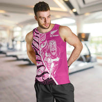 New Zealand Silver Fern Rugby Custom Men Tank Top All Black Maori Pattern Pink - Polynesian Pride