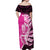 New Zealand Silver Fern Rugby Custom Off Shoulder Maxi Dress All Black Maori Pattern Pink - Polynesian Pride