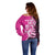 New Zealand Silver Fern Rugby Custom Off Shoulder Sweater All Black Maori Pattern Pink - Polynesian Pride