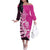 New Zealand Silver Fern Rugby Custom Off The Shoulder Long Sleeve Dress All Black Maori Pattern Pink - Polynesian Pride