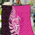 New Zealand Silver Fern Rugby Custom Quilt All Black Maori Pattern Pink - Polynesian Pride
