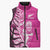 New Zealand Silver Fern Rugby Custom Sleeveless Puffer Jacket All Black Maori Pattern Pink - Polynesian Pride