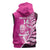New Zealand Silver Fern Rugby Custom Sleeveless Zip Hoodie All Black Maori Pattern Pink - Polynesian Pride