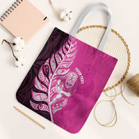 New Zealand Silver Fern Rugby Custom Tote Bag All Black Maori Pattern Pink - Polynesian Pride
