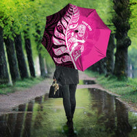 New Zealand Silver Fern Rugby Custom Umbrella All Black Maori Pattern Pink - Polynesian Pride