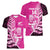 New Zealand Silver Fern Rugby Custom Women V-Neck T-Shirt All Black Maori Pattern Pink - Polynesian Pride