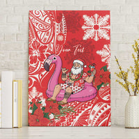 Personalized Hawaii Christmas Canvas Wall Art Mele Kalikimaka Chilling Shaka Santa Flamingo - Polynesian Pride