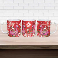 Personalized Hawaii Christmas Ceramic Mug Mele Kalikimaka Chilling Shaka Santa Flamingo - Polynesian Pride