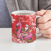 Personalized Hawaii Christmas Ceramic Mug Mele Kalikimaka Chilling Shaka Santa Flamingo - Polynesian Pride