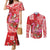 Personalized Hawaii Christmas Couples Matching Mermaid Dress and Long Sleeve Button Shirt Mele Kalikimaka Chilling Shaka Santa Flamingo - Polynesian Pride