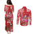 Personalized Hawaii Christmas Couples Matching Puletasi and Long Sleeve Button Shirt Mele Kalikimaka Chilling Shaka Santa Flamingo - Polynesian Pride