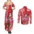 Personalized Hawaii Christmas Couples Matching Summer Maxi Dress and Long Sleeve Button Shirt Mele Kalikimaka Chilling Shaka Santa Flamingo - Polynesian Pride