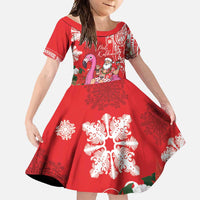 Personalized Hawaii Christmas Family Matching Long Sleeve Bodycon Dress and Hawaiian Shirt Mele Kalikimaka Chilling Shaka Santa Flamingo - Polynesian Pride