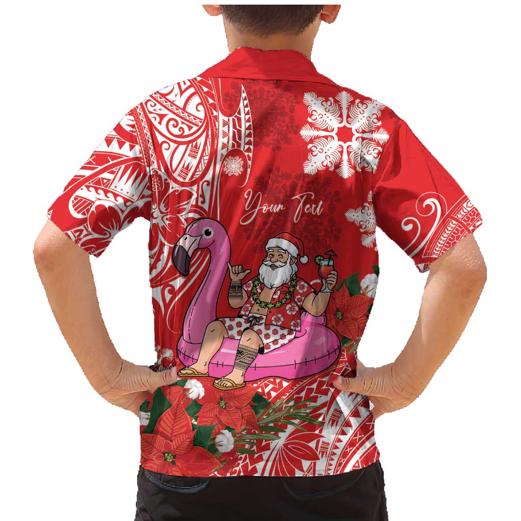 Personalized Hawaii Christmas Family Matching Mermaid Dress and Hawaiian Shirt Mele Kalikimaka Chilling Shaka Santa Flamingo - Polynesian Pride