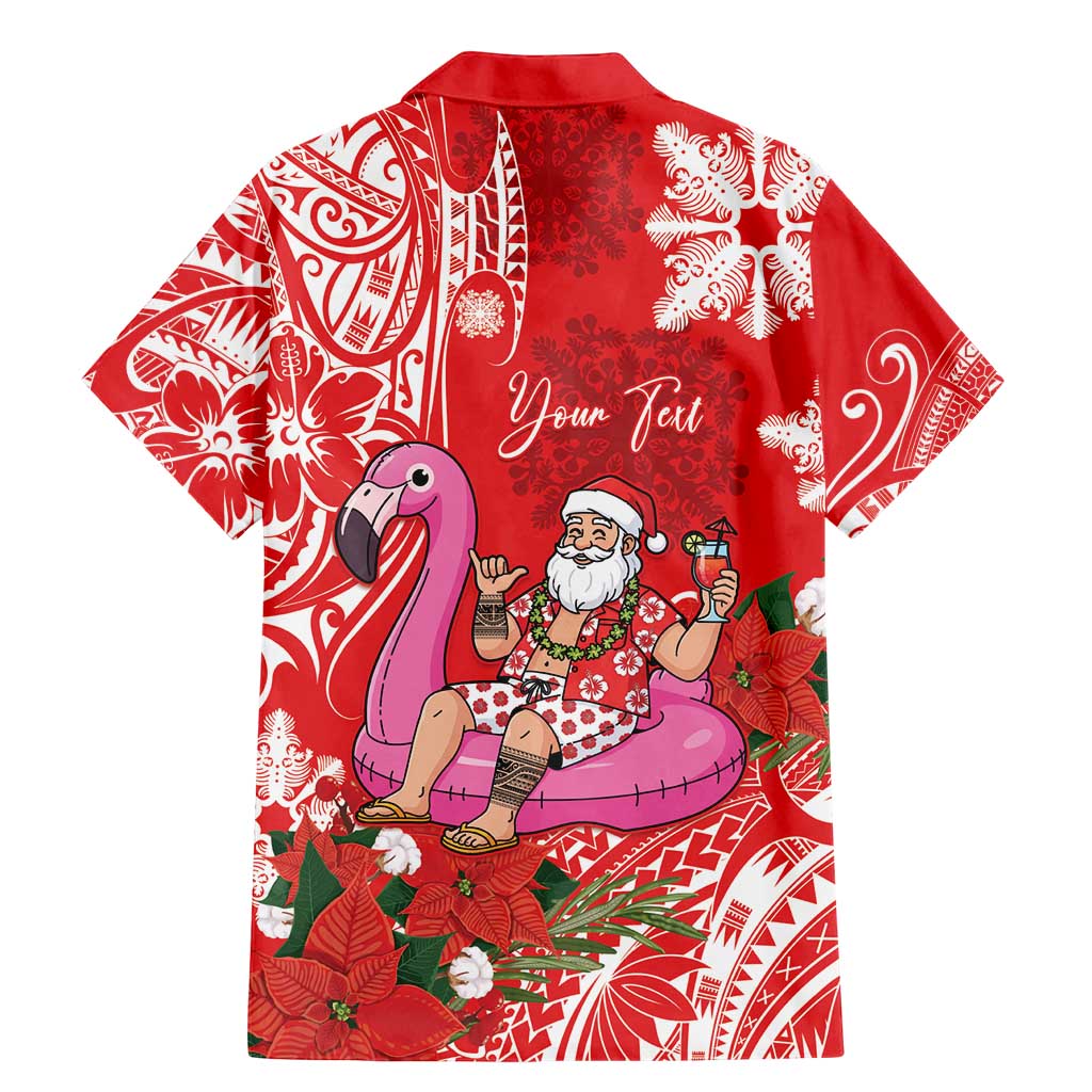 Personalized Hawaii Christmas Family Matching Mermaid Dress and Hawaiian Shirt Mele Kalikimaka Chilling Shaka Santa Flamingo - Polynesian Pride