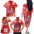 Personalized Hawaii Christmas Family Matching Off The Shoulder Long Sleeve Dress and Hawaiian Shirt Mele Kalikimaka Chilling Shaka Santa Flamingo - Polynesian Pride