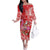 Personalized Hawaii Christmas Family Matching Off The Shoulder Long Sleeve Dress and Hawaiian Shirt Mele Kalikimaka Chilling Shaka Santa Flamingo - Polynesian Pride