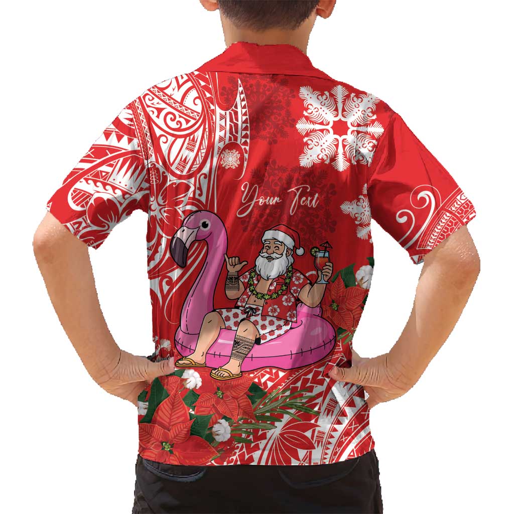 Personalized Hawaii Christmas Family Matching Puletasi and Hawaiian Shirt Mele Kalikimaka Chilling Shaka Santa Flamingo - Polynesian Pride