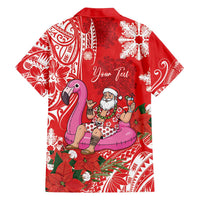 Personalized Hawaii Christmas Family Matching Puletasi and Hawaiian Shirt Mele Kalikimaka Chilling Shaka Santa Flamingo - Polynesian Pride