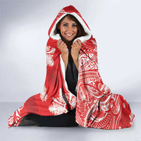 Personalized Hawaii Christmas Hooded Blanket Mele Kalikimaka Chilling Shaka Santa Flamingo - Polynesian Pride