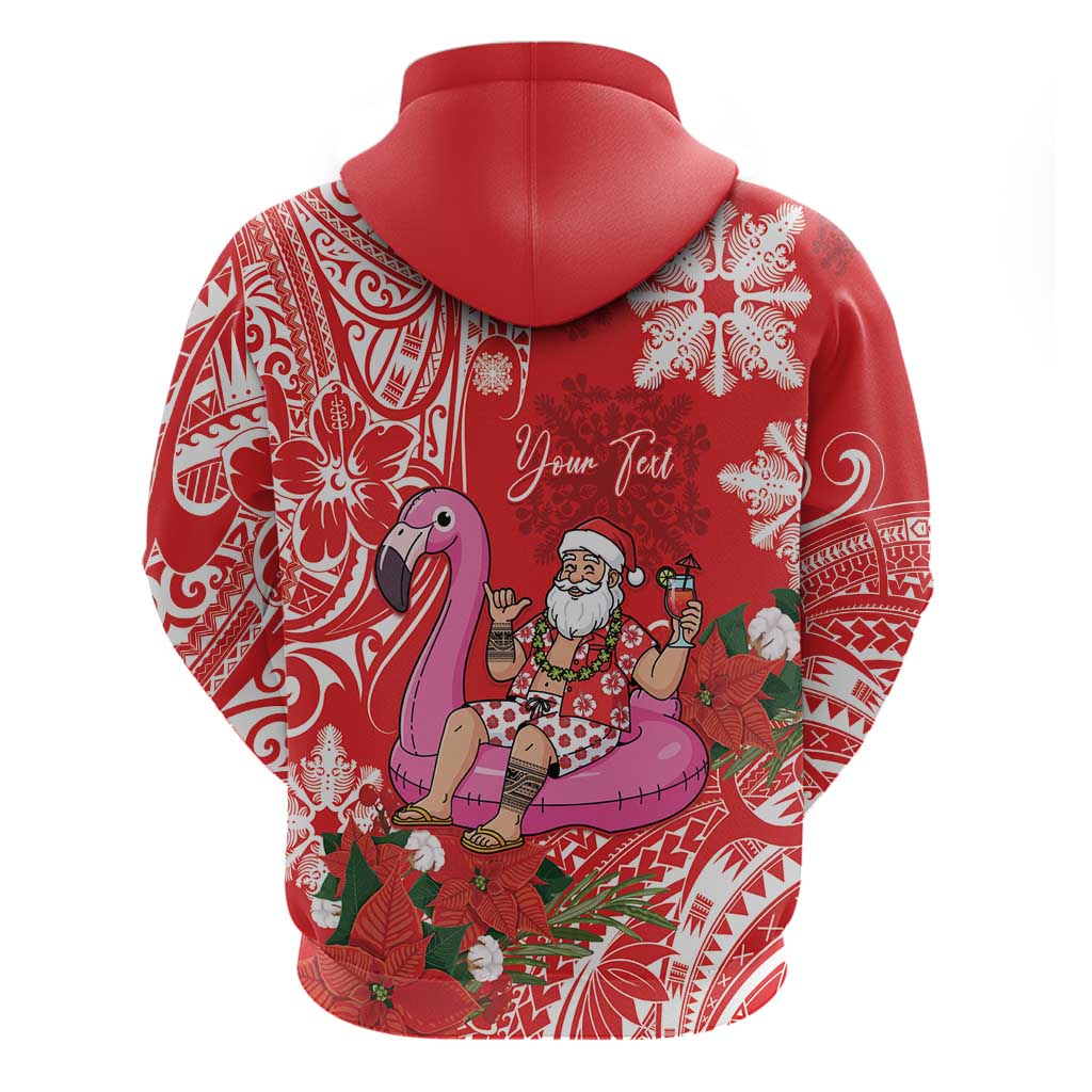 Personalized Hawaii Christmas Hoodie Mele Kalikimaka Chilling Shaka Santa Flamingo - Polynesian Pride