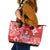 Personalized Hawaii Christmas Leather Tote Bag Mele Kalikimaka Chilling Shaka Santa Flamingo - Polynesian Pride