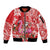 Personalized Hawaii Christmas Sleeve Zip Bomber Jacket Mele Kalikimaka Chilling Shaka Santa Flamingo - Polynesian Pride