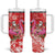 Personalized Hawaii Christmas Tumbler With Handle Mele Kalikimaka Chilling Shaka Santa Flamingo - Polynesian Pride