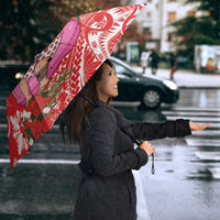 Personalized Hawaii Christmas Umbrella Mele Kalikimaka Chilling Shaka Santa Flamingo - Polynesian Pride