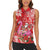 Personalized Hawaii Christmas Women Sleeveless Polo Shirt Mele Kalikimaka Chilling Shaka Santa Flamingo - Polynesian Pride