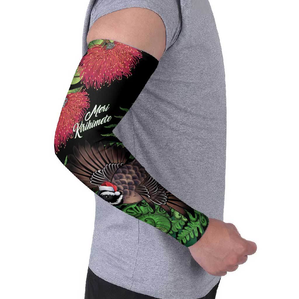 Meri Kirihimete New Zealand Arm Sleeves Piwakawaka Koru Fern Mix Pohutukawa - Polynesian Pride