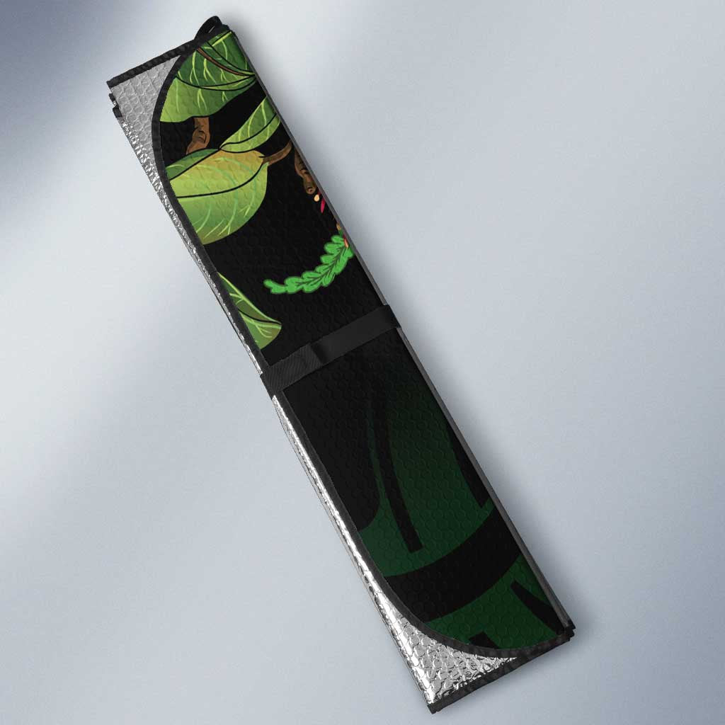 Meri Kirihimete New Zealand Auto Sun Shade Piwakawaka Koru Fern Mix Pohutukawa - Polynesian Pride