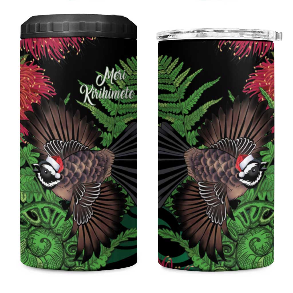 Meri Kirihimete New Zealand 4 in 1 Can Cooler Tumbler Piwakawaka Koru Fern Mix Pohutukawa - Polynesian Pride