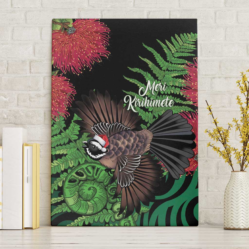 Meri Kirihimete New Zealand Canvas Wall Art Piwakawaka Koru Fern Mix Pohutukawa - Polynesian Pride