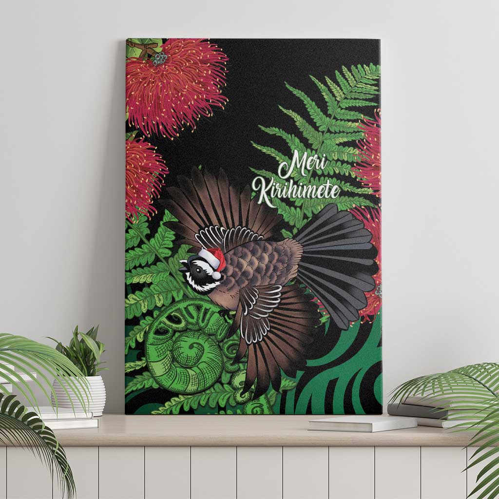 Meri Kirihimete New Zealand Canvas Wall Art Piwakawaka Koru Fern Mix Pohutukawa - Polynesian Pride