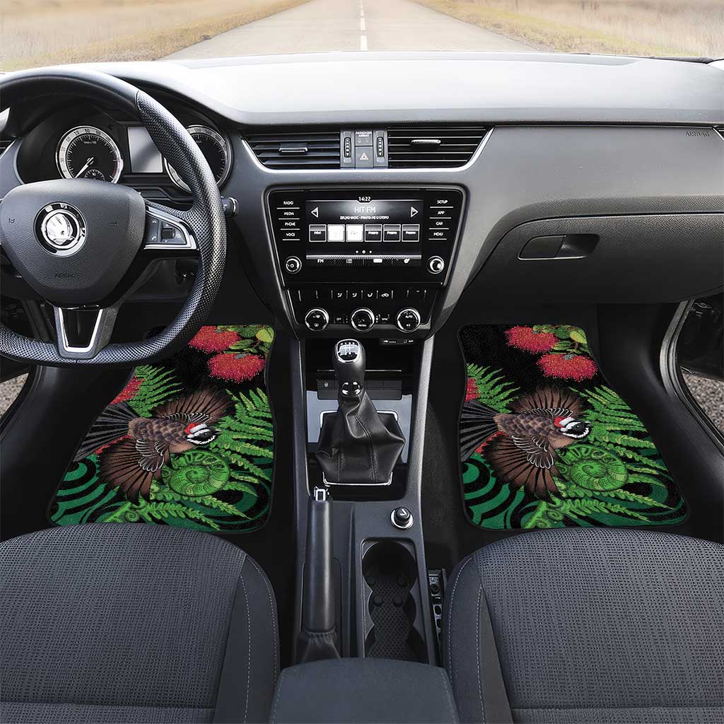 Meri Kirihimete New Zealand Car Mats Piwakawaka Koru Fern Mix Pohutukawa - Polynesian Pride