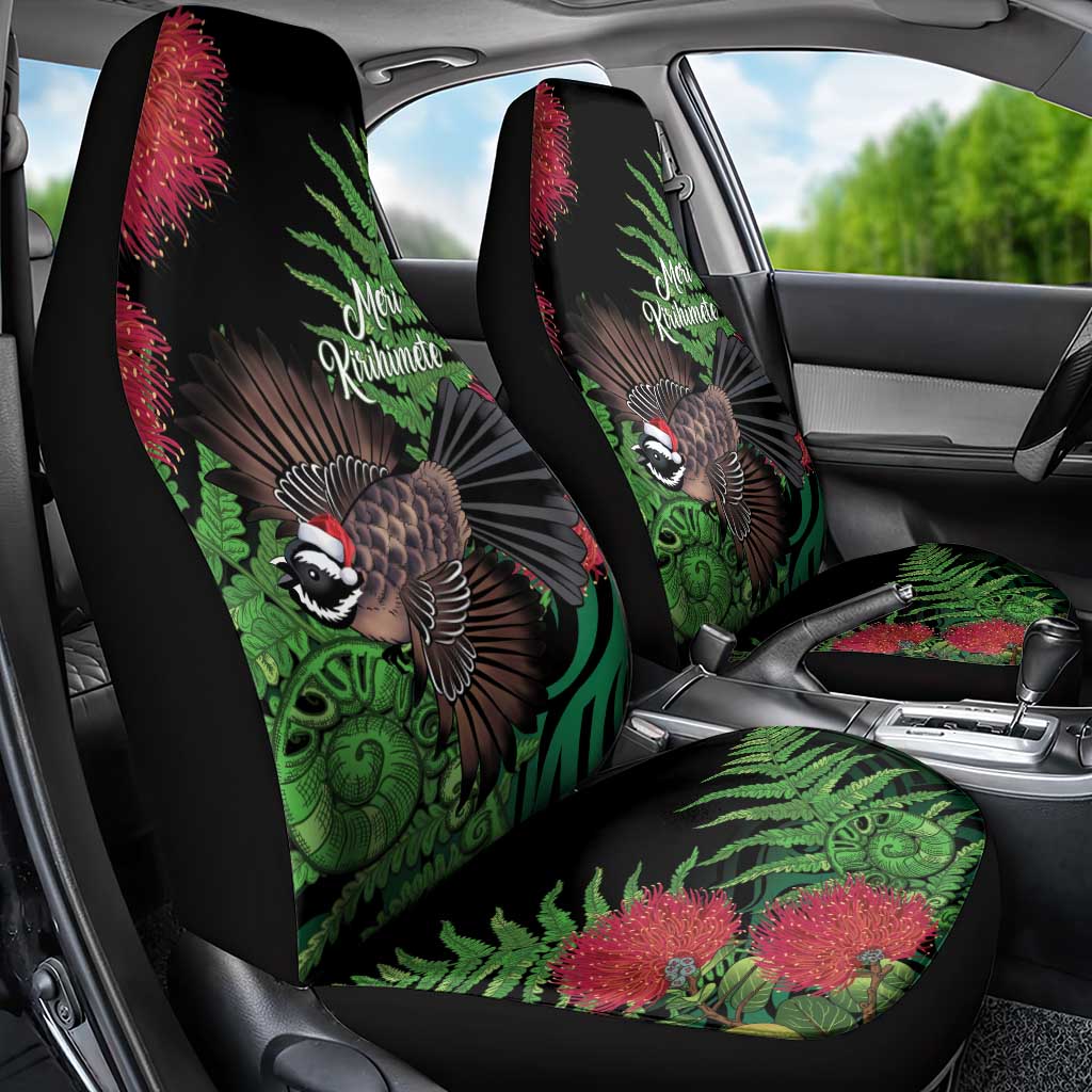 Meri Kirihimete New Zealand Car Seat Cover Piwakawaka Koru Fern Mix Pohutukawa - Polynesian Pride