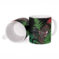 Meri Kirihimete New Zealand Ceramic Mug Piwakawaka Koru Fern Mix Pohutukawa - Polynesian Pride