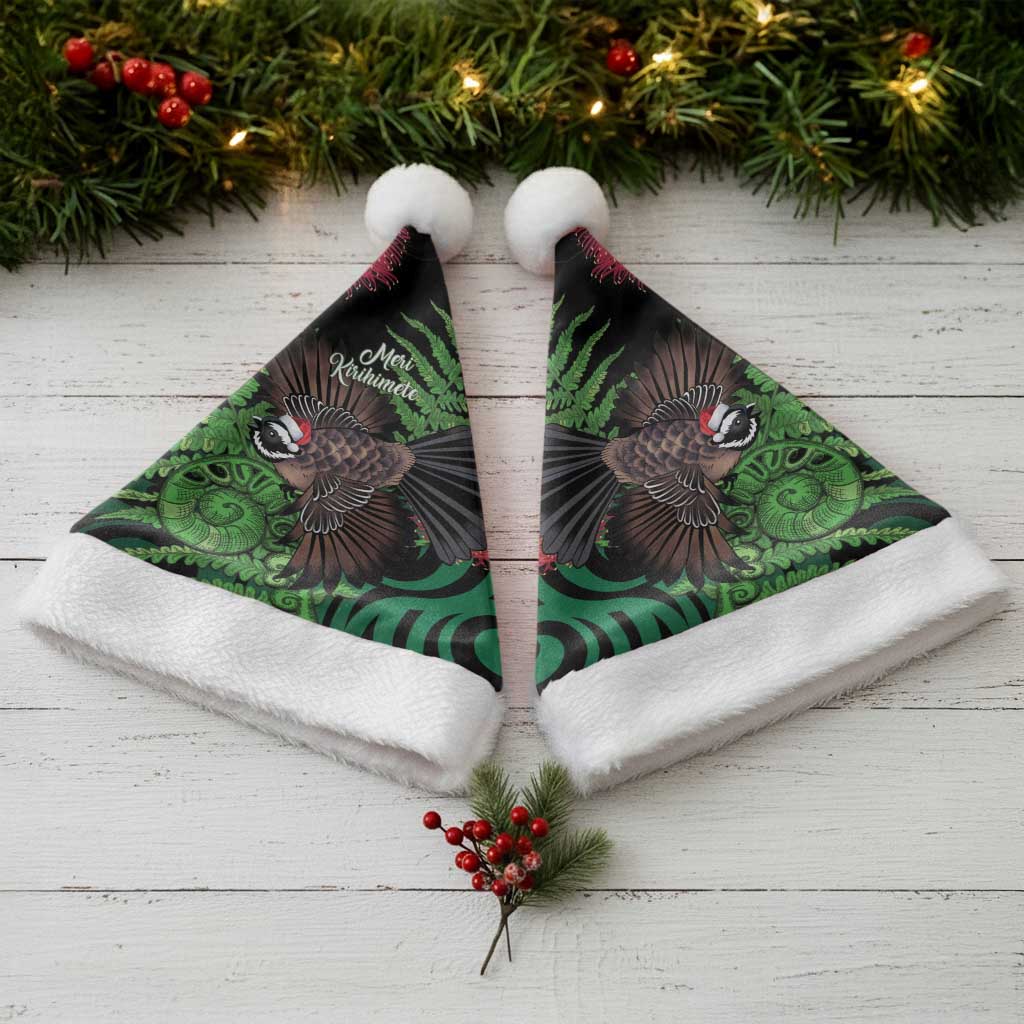 Meri Kirihimete New Zealand Christmas Santa Hat Piwakawaka Koru Fern Mix Pohutukawa - Polynesian Pride