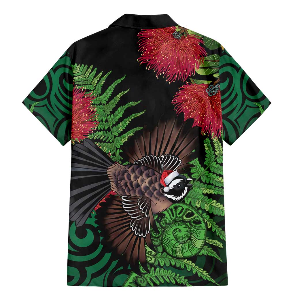 Meri Kirihimete New Zealand Family Matching Mermaid Dress and Hawaiian Shirt Piwakawaka Koru Fern Mix Pohutukawa - Polynesian Pride