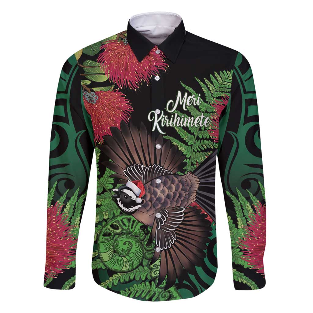 Meri Kirihimete New Zealand Family Matching Off Shoulder Short Dress and Hawaiian Shirt Piwakawaka Koru Fern Mix Pohutukawa - Polynesian Pride