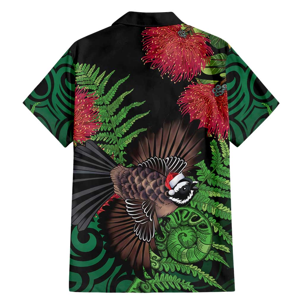 Meri Kirihimete New Zealand Hawaiian Shirt Piwakawaka Koru Fern Mix Pohutukawa - Polynesian Pride