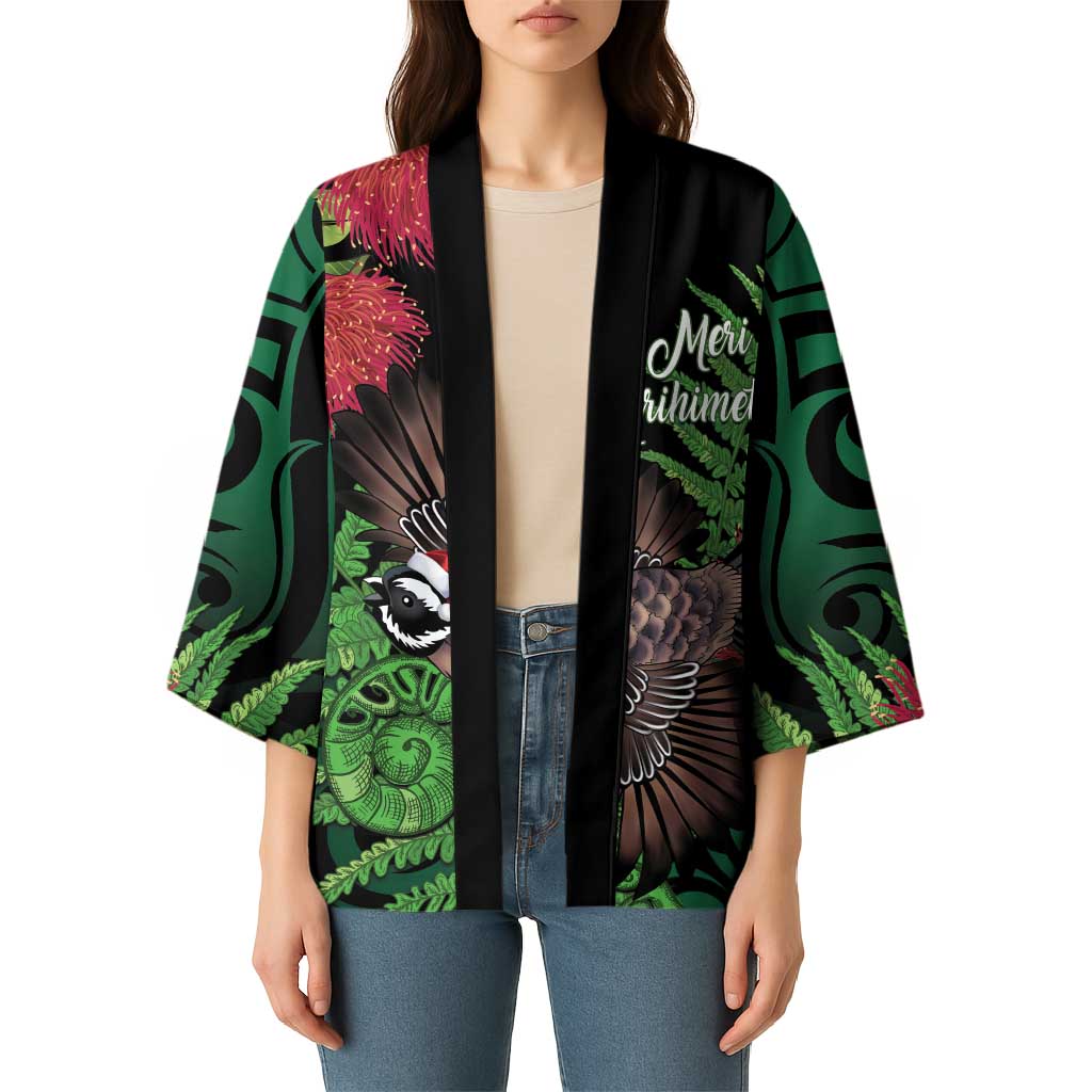 Meri Kirihimete New Zealand Kimono Piwakawaka Koru Fern Mix Pohutukawa - Polynesian Pride