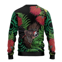 Meri Kirihimete New Zealand Ugly Christmas Sweater Piwakawaka Koru Fern Mix Pohutukawa - Polynesian Pride